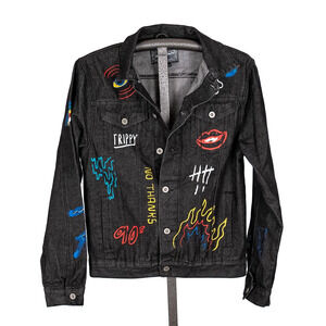 Vintage Brooklyn Cloth NY Y2K Graffiti Art Denim Jacket Men's MEDIUM Streetwear